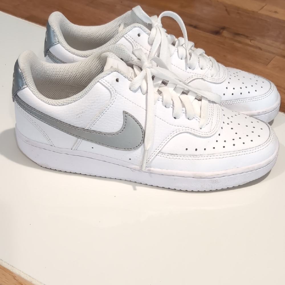 Nike White and Silver Sneakers